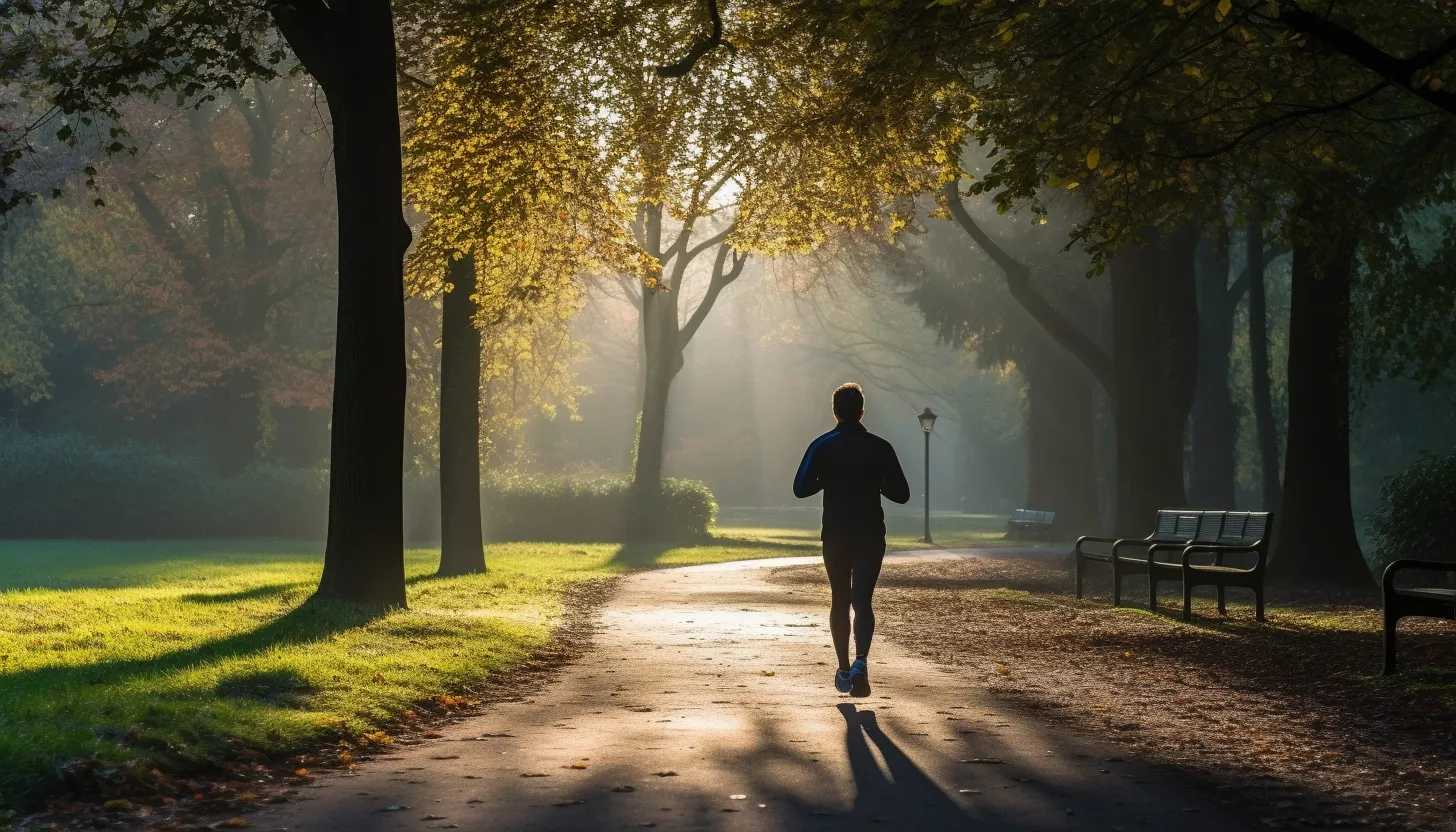 A person jogging in a park, promoting the importance of exercise in reducing the risk of Alzheimer's disease. (Taken with Canon EOS 5D Mark IV)