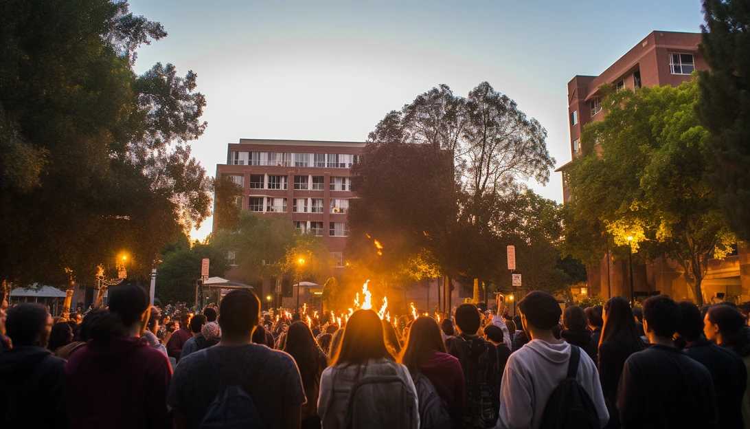 A photo of a peaceful protest in Berkeley, showing tenants advocating for their rights, taken with a Canon EOS 5D Mark IV.