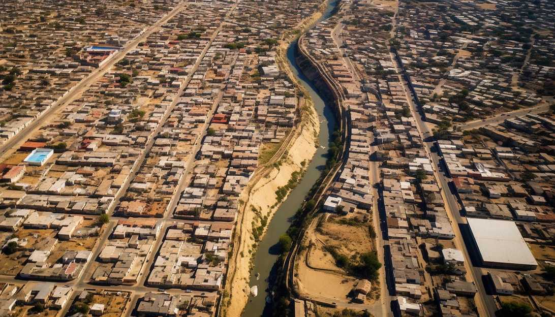 A striking aerial shot of the southern border, depicting the challenges faced by American cities with the continuous flow of migrants. (Taken with a DJI Phantom 4 Pro)