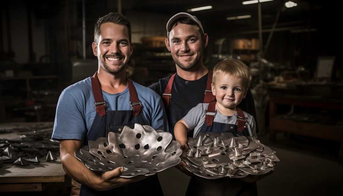 Wisconsin-based Shane Henderson and his son, Justis Henderson, standing proudly with their Metal Art of Wisconsin products at their manufacturing facility. (Photo taken with Nikon D850)