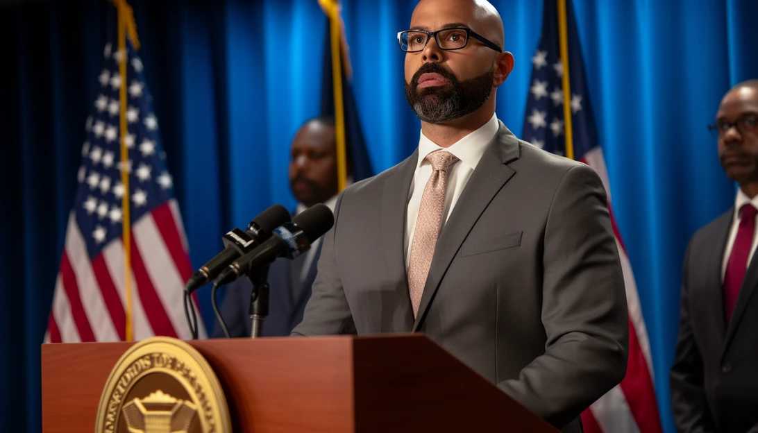 U.S. Attorney Damian Williams announcing the indictment against Senator Menendez (Image taken with Sony Alpha A7 III)