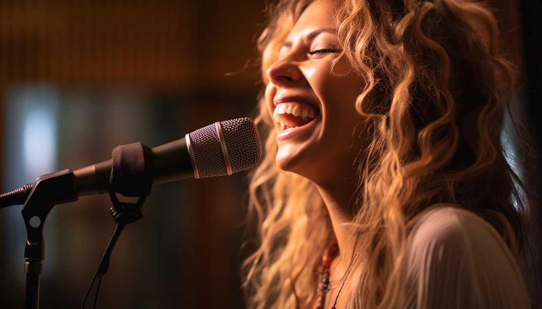 A candid shot of Shakira in the recording studio, pouring her heart into her latest track. (Photo taken with Sony Alpha a7R III)