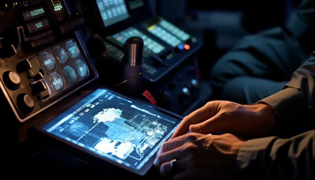 A close-up shot of the advanced touchscreen device used by tank crews for seamless communication and operational efficiency.