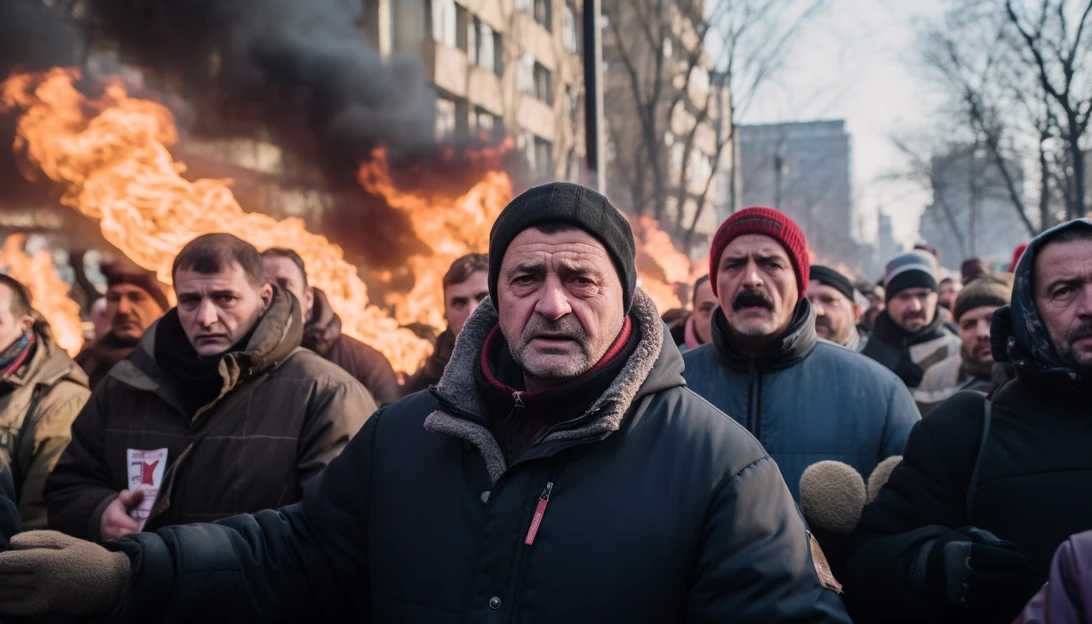 A photo of ethnic Hungarians in Ukraine protesting against conscriptions, taken with a Sony Alpha a7 III.