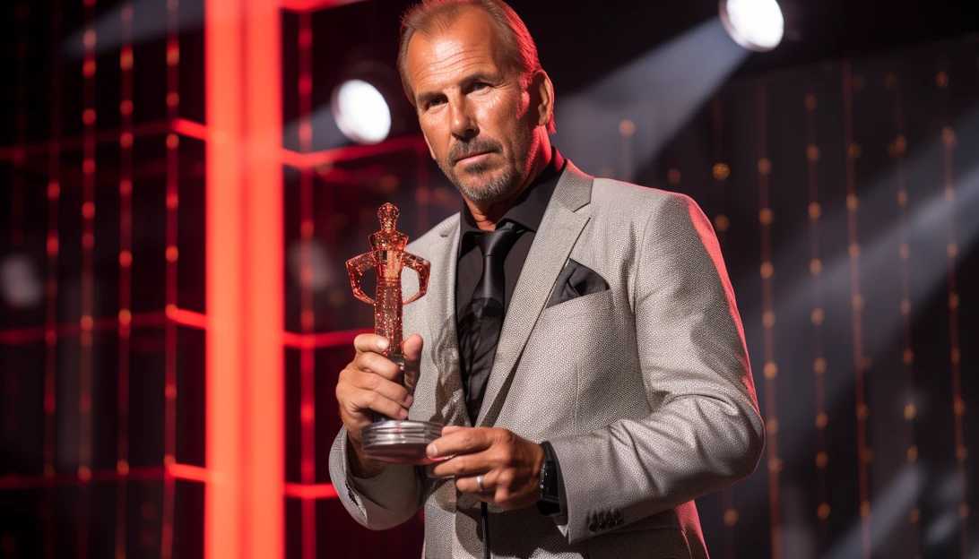 Kevin Costner accepting an award at the star-studded charity event taken with a Canon EOS R.