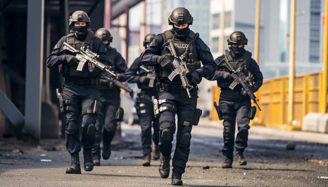 A SWAT team spotted the robbery suspects near Lucas Oil Stadium. [taken with Nikon D850]