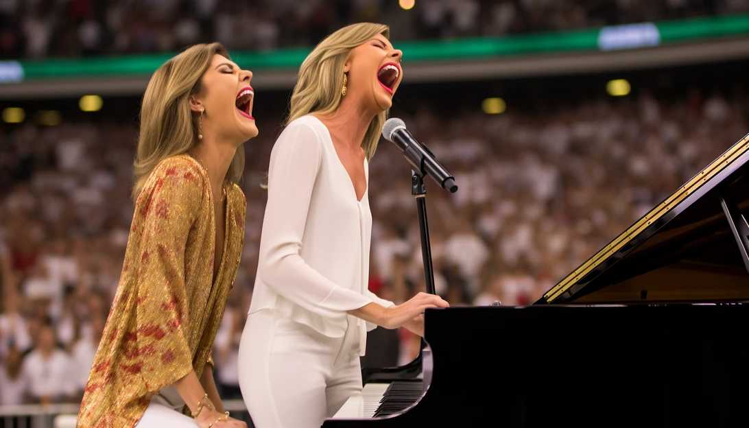 Taylor Swift passionately cheering on Travis Kelce at Arrowhead Stadium with her mother, taken with a Canon EOS 5D Mark IV