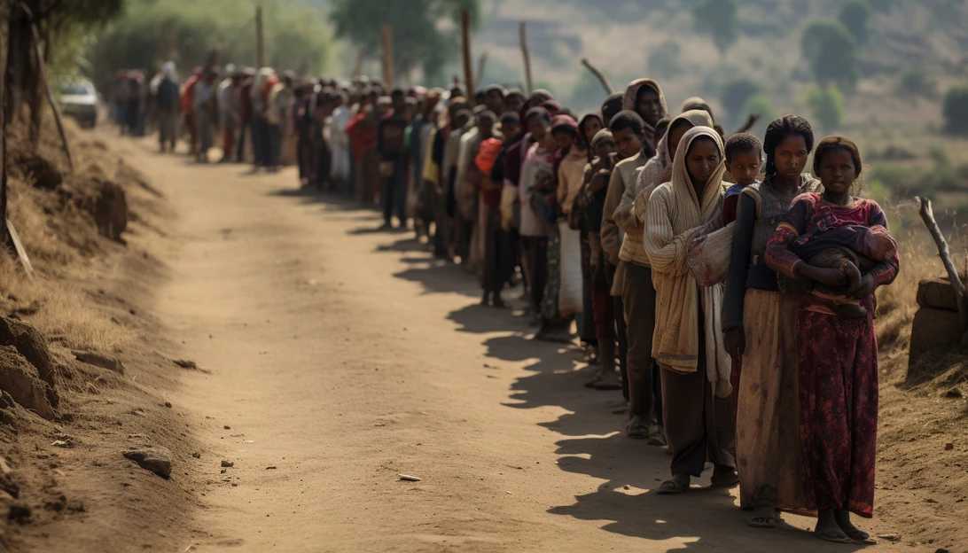An image of people waiting in line for food aid in the Tigray region of Ethiopia, taken with a Canon EOS 5D Mark IV.