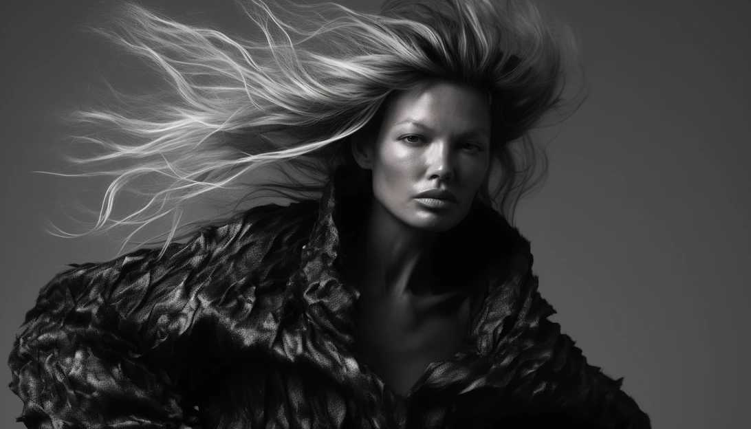 Kate Moss posing for a high-fashion photoshoot, exuding her ageless attitude. (Taken with Nikon D850)