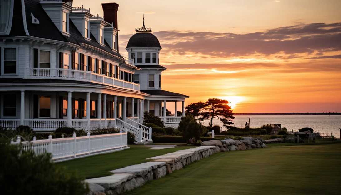 Explore the stunning exterior of Ocean House, beautifully capturing its historical charm with the breathtaking Rhode Island coast in the backdrop. Taken with a Nikon D850.