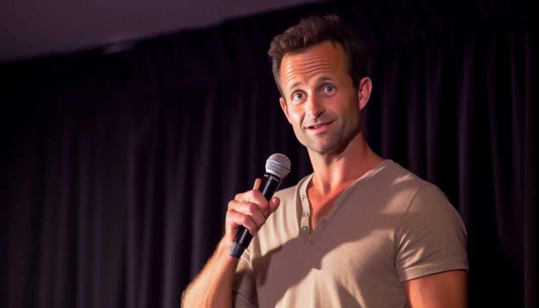 A close-up shot of Kirk Cameron delivering his video message at the Brave Books event, showcasing his passionate expression. (Photo taken with a Canon EOS 5D Mark IV)