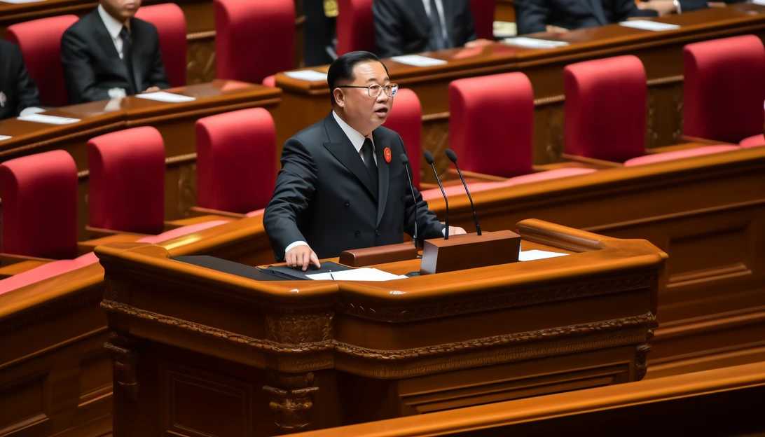 North Korean leader Kim Jong Un addressing the 14th Supreme People's Assembly session. Photo taken with Canon EOS 5D Mark IV.