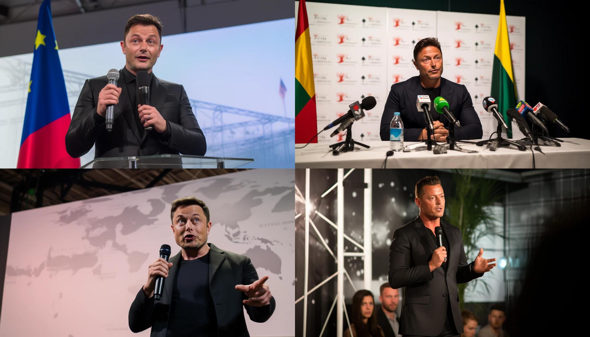 Elon Musk speaking at a press conference regarding the migrant crisis in Europe. Photo taken with Nikon D850.