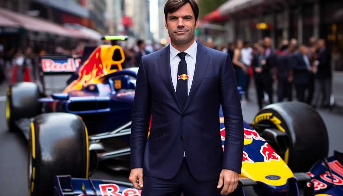 A snapshot of Ford CEO Jim Farley attending a Red Bull Racing unveiling of the team's new Formula One car during a launch event in New York City. [Taken with: Nikon D850]