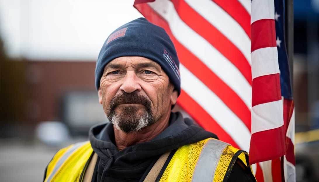 An image of a United Auto Workers (UAW) member on a picket line outside the Ford Motor Co. Michigan Assembly plant in Wayne, Michigan. [Taken with: Sony Alpha a7 III]