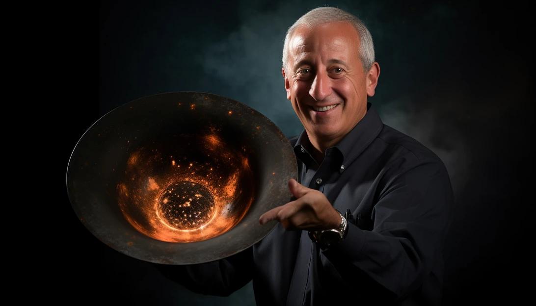 Former NASA astronaut Mike Massimino holding a model of a black hole, taken with a Nikon D850.