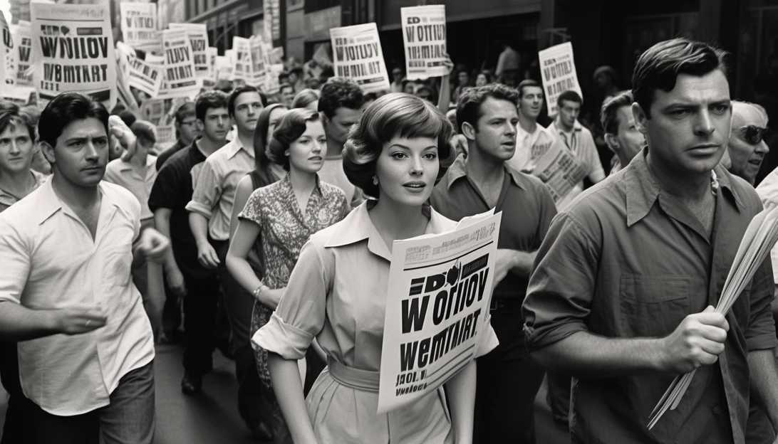 A picture of Hollywood writers protesting during the strike, holding signs advocating for fair labor practices