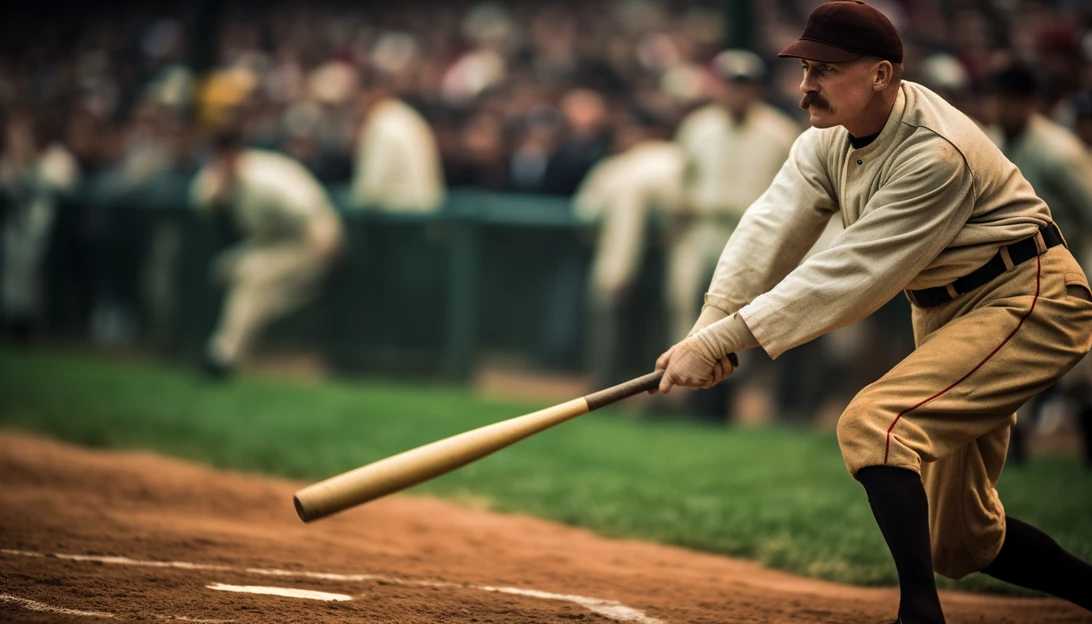 An action shot of Tommy Leach, the talented third baseman for the Pittsburgh Pirates, swinging his bat during the first game of the 1903 World Series. (Taken with Canon EOS-1D X)