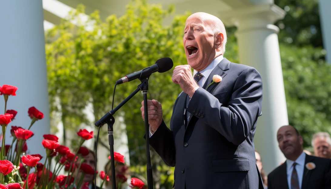 Biden delivering a speech at the White House Rose Garden, taken with a Canon EOS 5D Mark IV