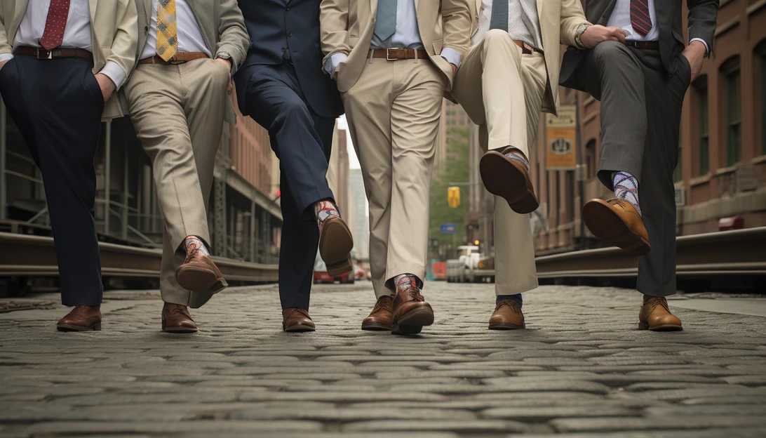 A group of businesspeople on Wall Street, symbolizing the excitement and anticipation surrounding Birkenstock's IPO. (Taken with a Nikon Z7)