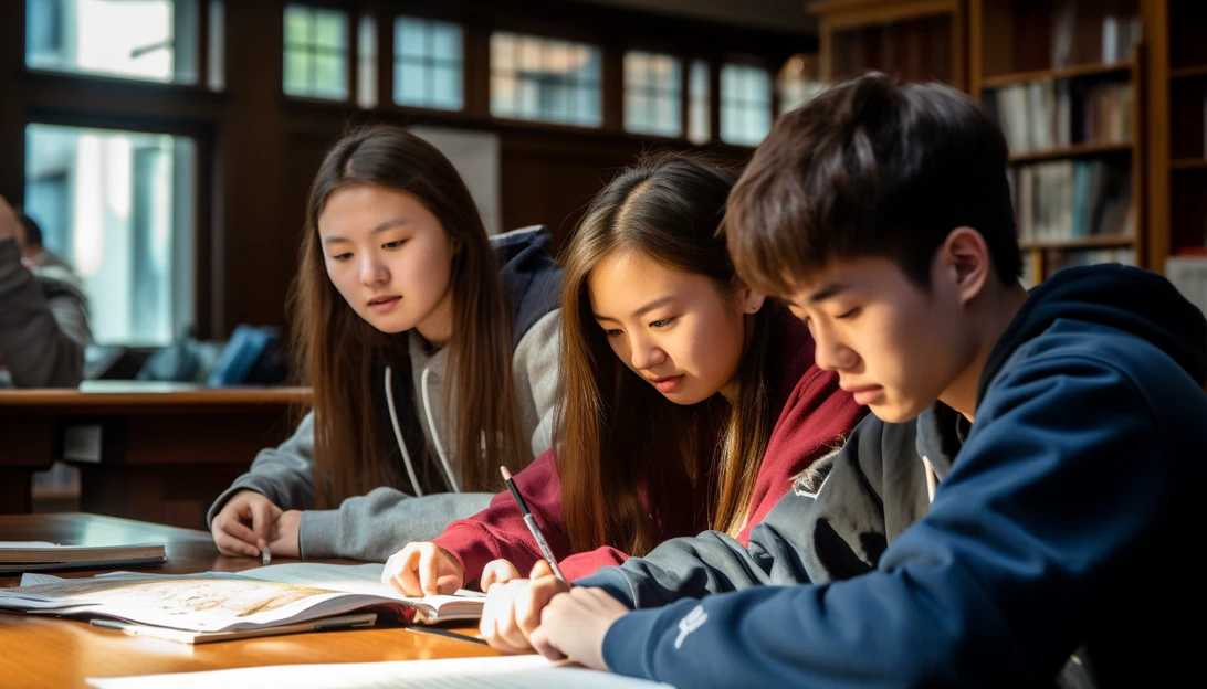 An image of high school students studying together for the ACT test, showcasing their determination and eagerness for college admissions. Taken with a Nikon D750.