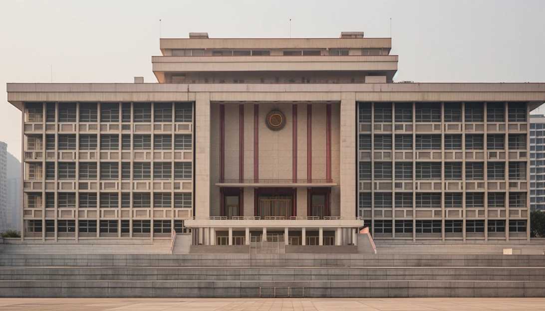 An image of the Korean Central News Agency building in Pyongyang, captured using a Nikon D850.