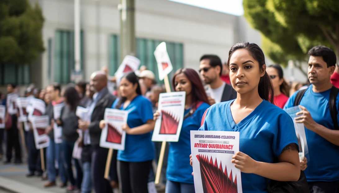A photo of striking health care workers holding signs in front of the Kaiser Permanente Los Angeles Medical Center, illustrating the scale of the strike and the determination of the workers. (Taken with Nikon D850)