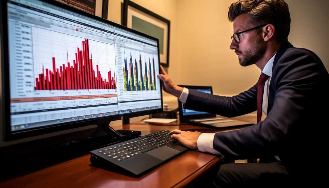 An expert economist analyzing data charts, symbolizing the economic trends that have influenced Wells Fargo's success. [Taken with Nikon D850]