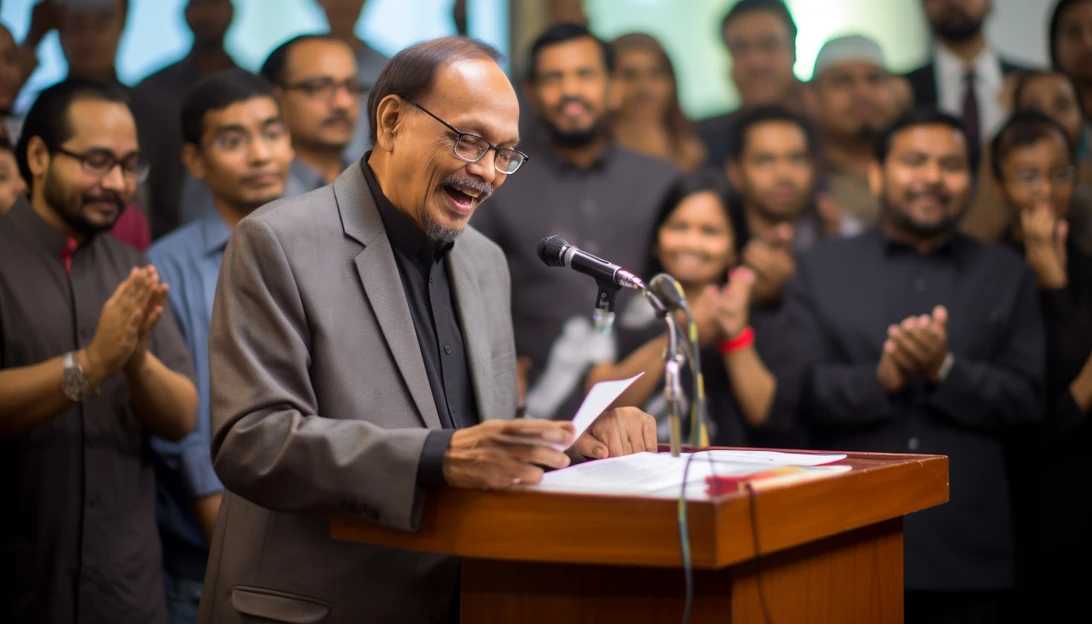 A photo of Prime Minister Anwar Ibrahim announcing the economic reform measures while tabling the 2024 federal budget in Parliament. (Taken with a Canon EOS 5D Mark IV)