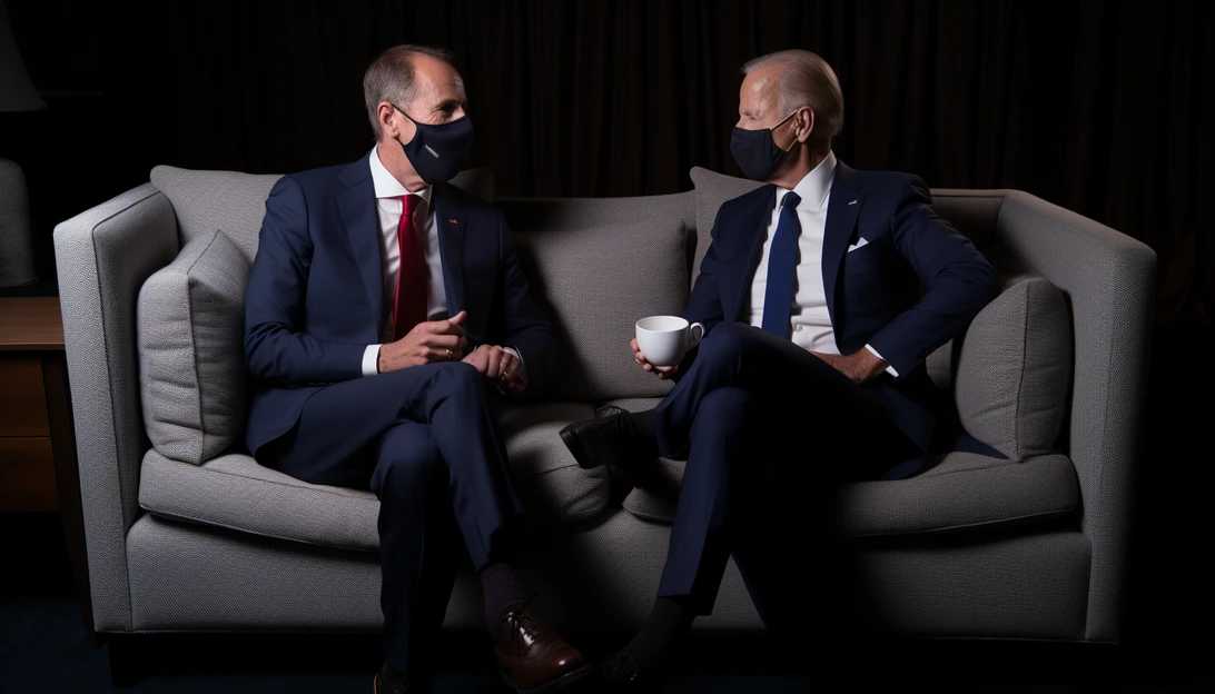 A photo of Joe Biden and Hunter Biden together, taken with a Canon EOS R5.