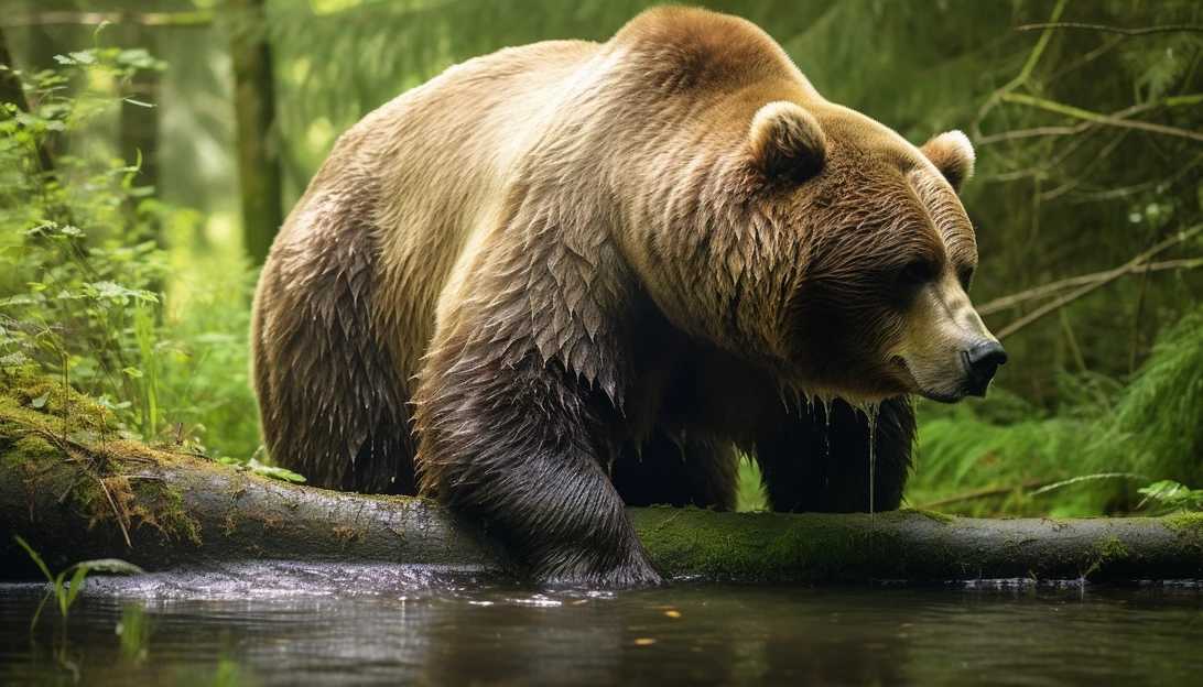 An awe-inspiring photo of Bear 128 'Grazer', the crowned champion of Fat Bear Week 2023, taken with a Nikon D850
