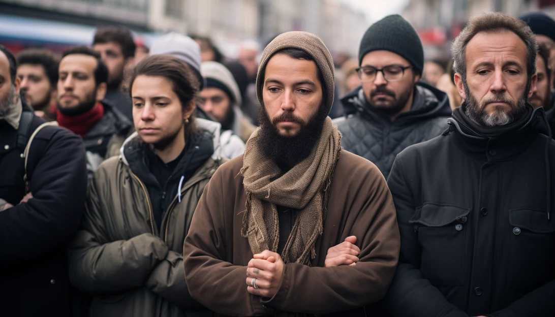 A photo of a peaceful protest against antisemitic extremism, showing people of different faiths standing in unity. (Taken with a Canon EOS 5D Mark IV)