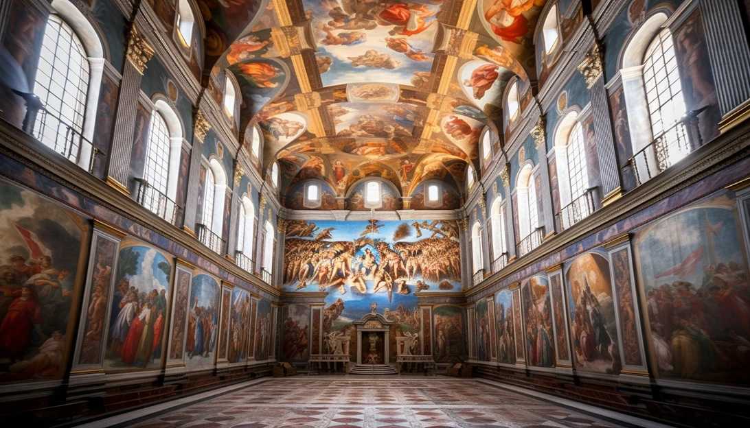 A photograph of the Sistine Chapel, where the conclave took place, taken with a Sony A7 III camera.