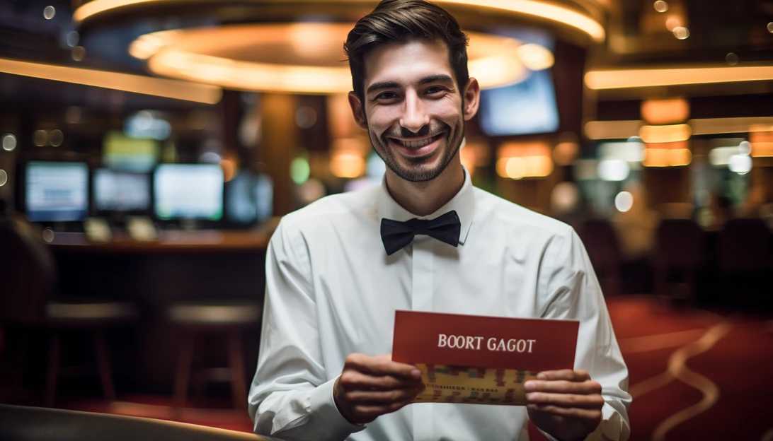 A snapshot of a casino employee holding a sign advocating for better benefits, taken with a Sony Alpha a7 III