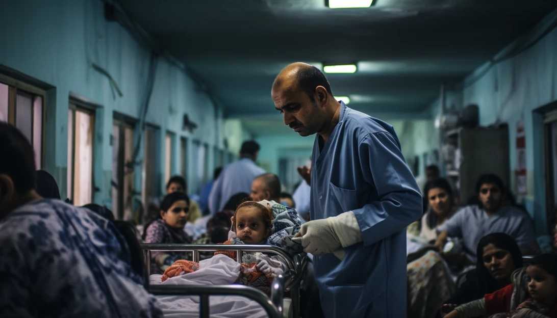 Image of a crowded hospital in Gaza, highlighting the need for humanitarian aid, taken with a Canon EOS R5 camera