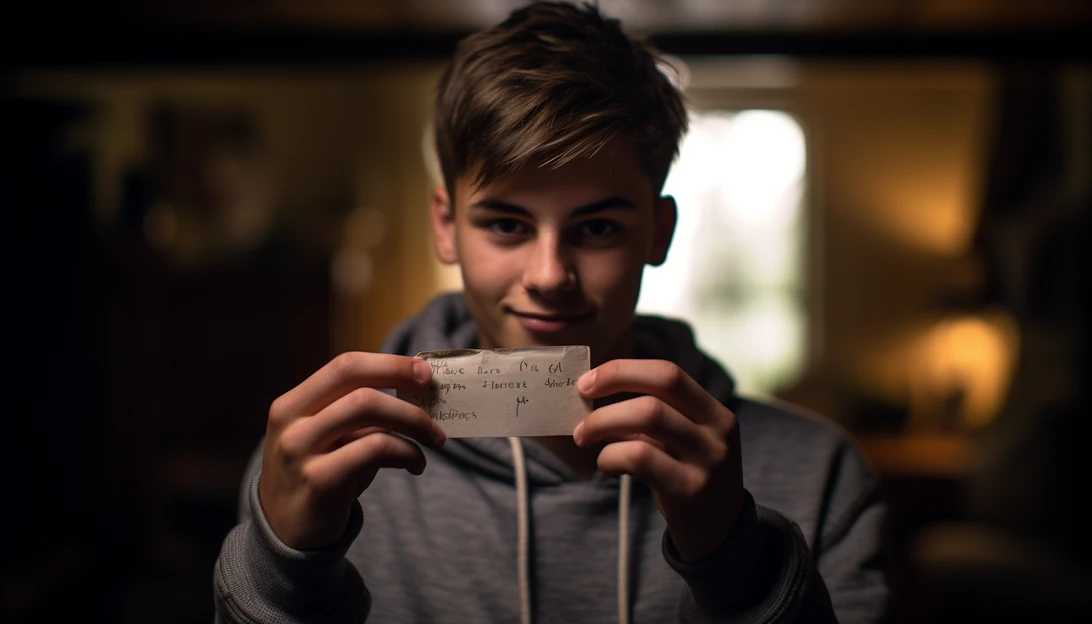 Teenager holding a handwritten note with words of encouragement, taken with a Nikon D850