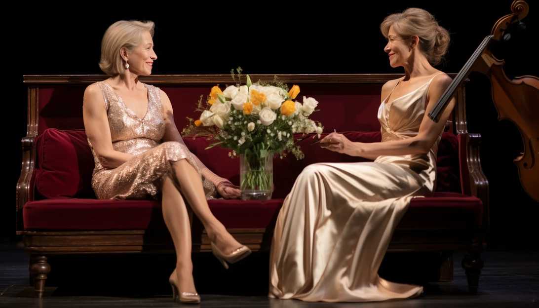 Helen Mirren, the legendary actress, shares a heartwarming moment with Haydn Gwynne during their acclaimed play 'The Audience'. (Taken with Sony Alpha a7 III)