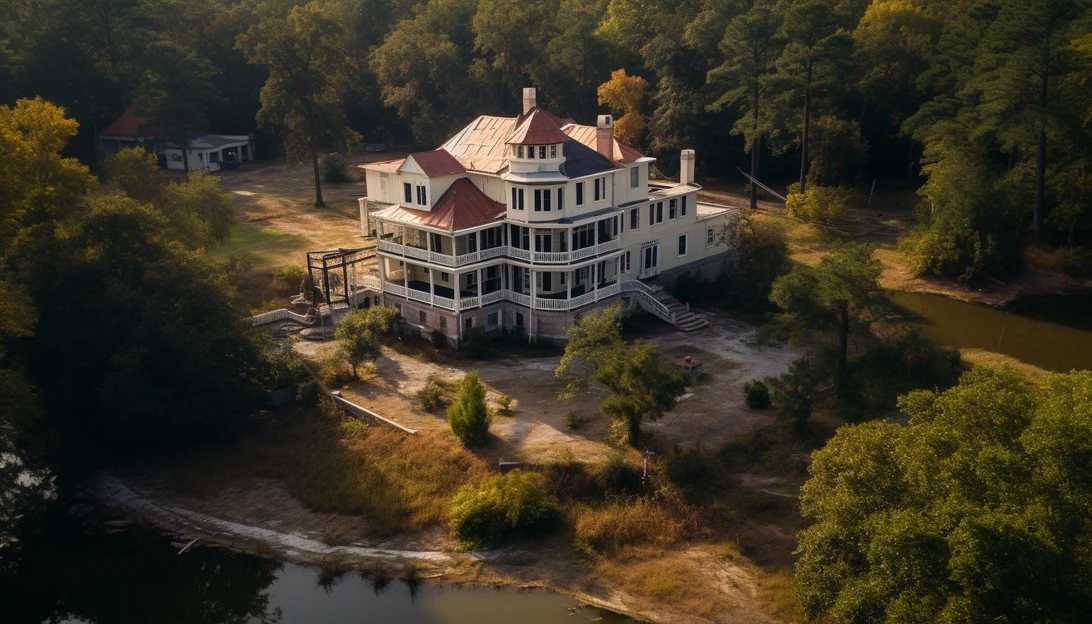 An aerial view of the Moselle Estate House in Islandton, South Carolina, where the Murdaugh family once resided. Taken with a DJI Mavic 2 Pro drone.