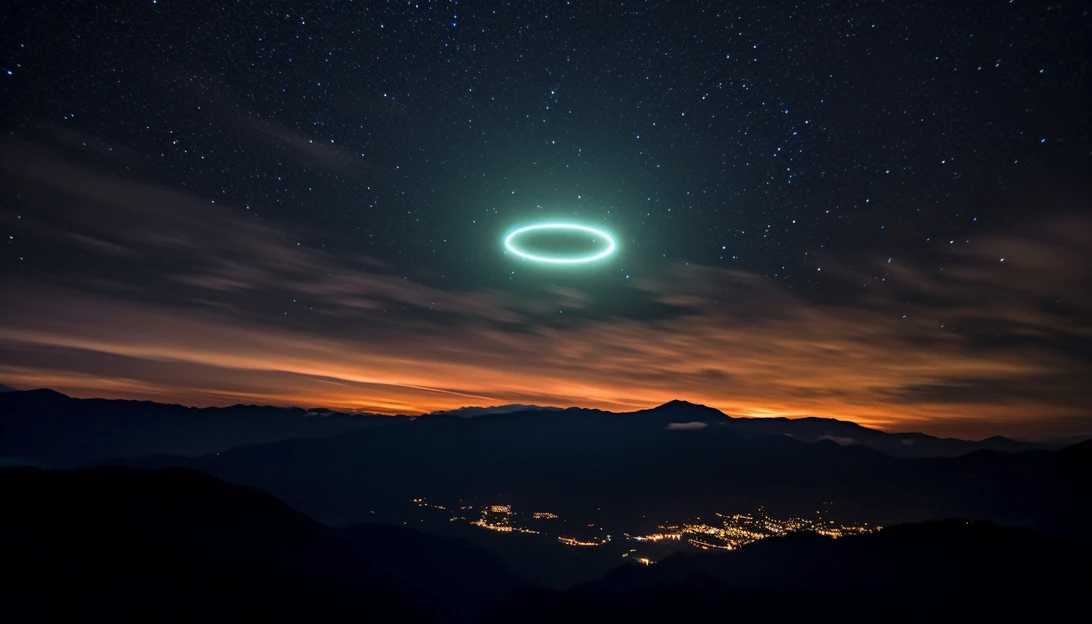 An intriguing photo of a mysterious glowing object in the night sky, captured by a military pilot using a high-resolution camera.